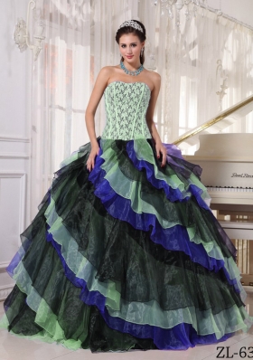 Gorgeous Strapless Appliques and Beading 2014 Quinceanera Dresses
