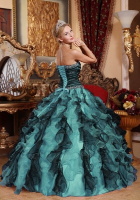 Popular Multi-Color 2014 Sweetheart Beading and Ruffles Quinceanera Dresses