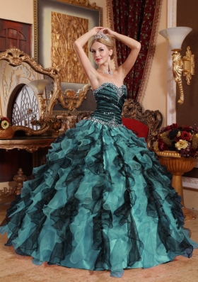 Popular Multi-Color 2014 Sweetheart Beading and Ruffles Quinceanera Dresses