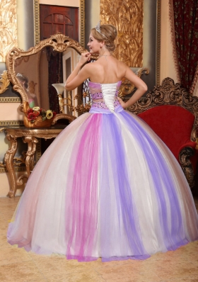 Pretty Multi-color Puffy Sweetheart 2014 Beading Sweet 16 Dresses