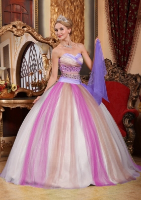 Pretty Multi-color Puffy Sweetheart 2014 Beading Sweet 16 Dresses