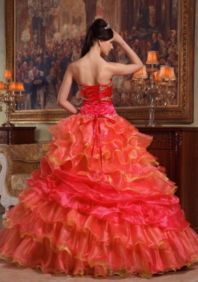 Puffy Sweetheart 2014 Beading Quinceanera Dresses with Ruffles