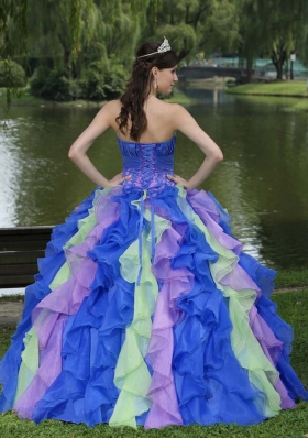 Sweet Appliques  Ruffled Layeres 2014 Colorful Quinceanera Dresses