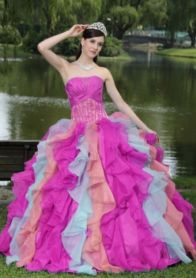 Sweet Appliques Ruffles Layered Quinceanera Dresses For 2014 Spring