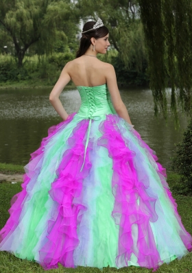 2014 Colorful Sweetheart Sweet 16 Dresses With Beaded Drcorate Ruffled Layers