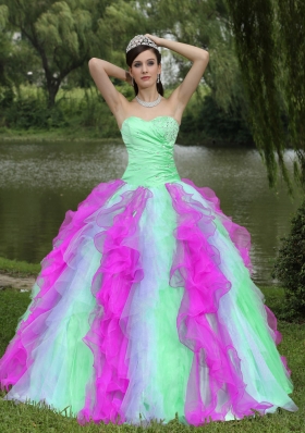 2014 Colorful Sweetheart Sweet 16 Dresses With Beaded Drcorate Ruffled Layers