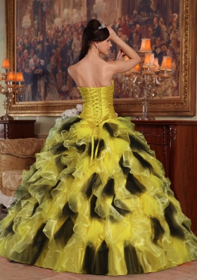 2014 Spring Colourful Puffy Strapless Quinceanera Dresses with Ruffles