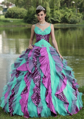 2014 Spring Straps Beading Colorful Quinceanera Dresses