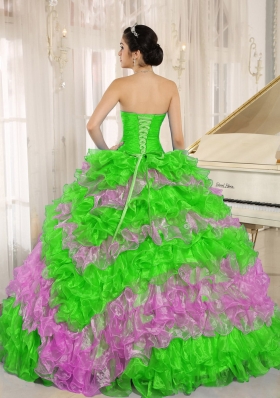 Elegant 2014 Spring Quinceanera Dresses Ruffles Appliques Sweetheart