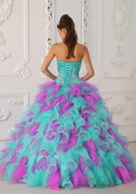 Exquisite Multi-color Puffy Strapless Appliques Quinceanera Dresses