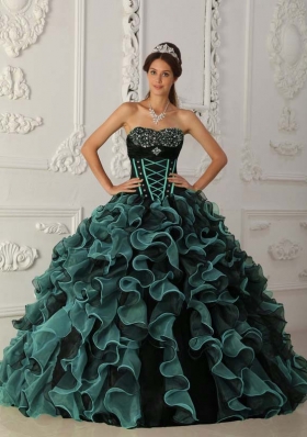 Exquisite Puffy Sweetheart 2014 Beading Quinceanera Dresses with Ruffles