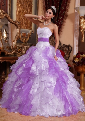 Multi-colored Puffy Sweetheart Beading and Ruching Quinceanera Dresses
