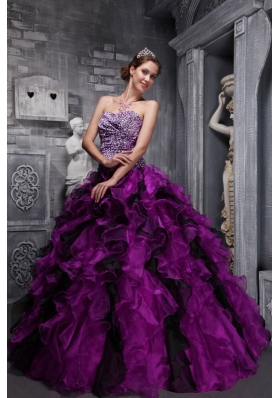 Pretty Fuchsia Sweetheart Ruffles and Beading Quinceanera Dresses for 2014