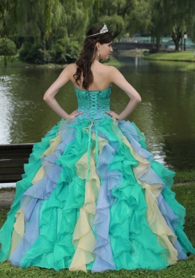 Sweet Appliques Ruffles Layered Colorful Quinceanera Dresses For 2014