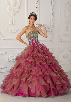 Sweet Puffy Strapless Beading and Appliques Quinceanera Dresses for 2014