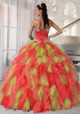 2014 Affordable Appliques and Ruffles Multi-color Quinceanera Dresses