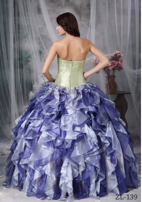 2014 Spring Colorful Puffy Sweetheart Beading and Ruffles Quinceanea Dresses