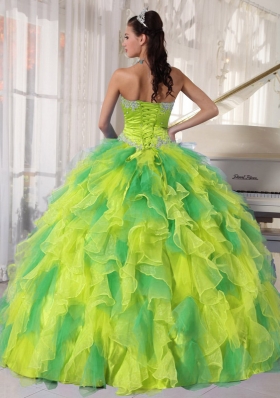 Cute Sweetheart Appliques and Ruffles 2014 Quinceanera Dresses