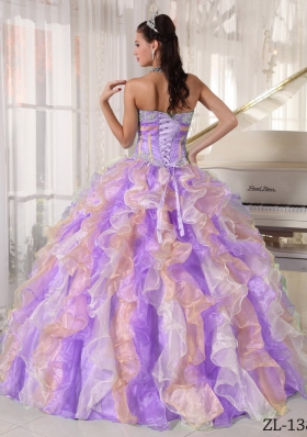 Popular Multi-color Puffy Sweetheart 2014 Appliques Quinceanera Dresses