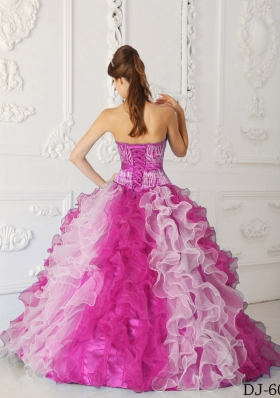 2014 Colourful Beading Quinceanera Dresses in Multi-color Princess Sweetheart