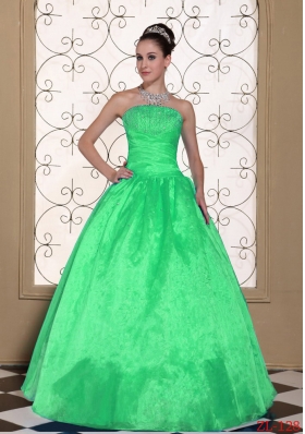 2014 Lovely Strapless Princess Quinceanera Dress with Beading