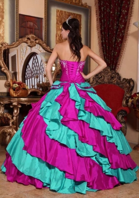 2014 Multi-color Puffy Strapless Quinceanera Dresses with Embroidery