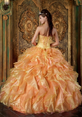 2014 Puffy Strapless Beading and Ruffles Quinceanera Dresses