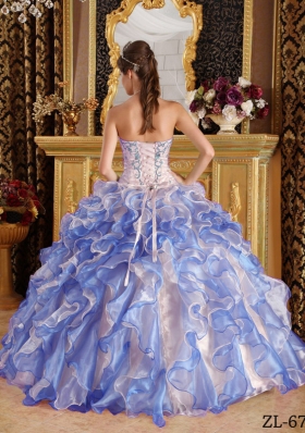 2014 Purple Puffy Sweetheart Appliques Quinceanera Dresses with Ruffles