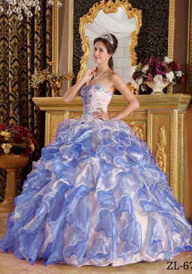2014 Purple Puffy Sweetheart Appliques Quinceanera Dresses with Ruffles