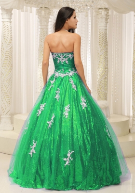 2014 Wonderful Princess Quinceanera Dresses with Appliques Paillette Over Skirt Tulle