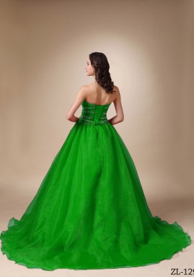 Brand New Princess Sweetheart Sweep Train with Beading Quinceanea Dress for 2014