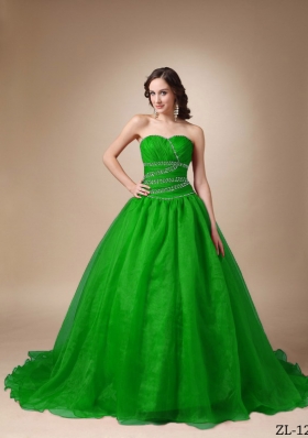 Brand New Princess Sweetheart Sweep Train with Beading Quinceanea Dress for 2014