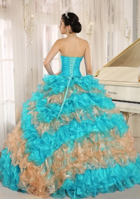 Discount 2014 Quinceanera Dresses Ruffles With Appliques Sweetheart