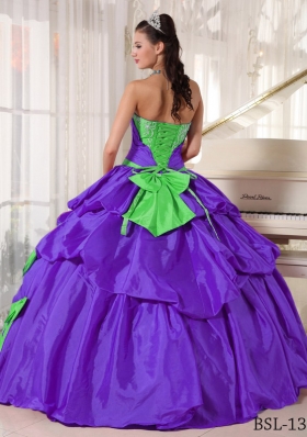 Exclusive Puffy Sweetheart for 2014 Appliques Quinceanera Dress with Pick-ups