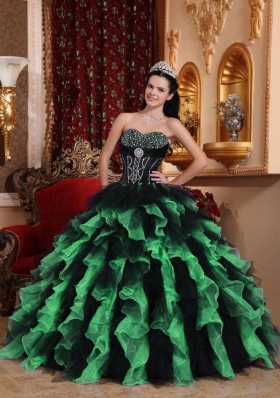 Exclusive Puffy Sweetheart for 2014 Beading Quinceanera Dresses with Ruffles
