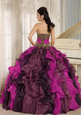 Exclusive Wholesale V-neck Ruffles Multi-color 2014 Quinceanera Dresses With Beading