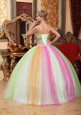 Multi-color Sweetheart 2014 Beading Quinceanera Dress for Custom Made