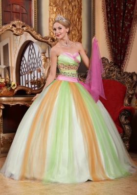 Multi-color Sweetheart 2014 Beading Quinceanera Dress for Custom Made