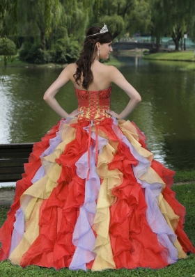 Sweet Appliques Ruffled Layered Colorful Quinceanera Dress Wear For 2014