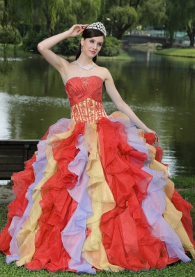 Sweet Appliques Ruffled Layered Colorful Quinceanera Dress Wear For 2014