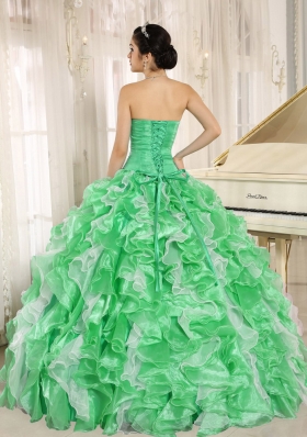 2014 Beaded Bodice and Ruffles Custom Made Quinceanera Dresses