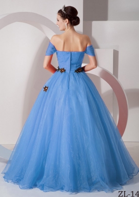 2014 Modest Princess Off The Shoulder Quinceanera Dresses with Appliques