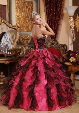 2014 Spring Multi-Color Puffy Sweetheart Beading and Ruffles Quinceanera Dresses