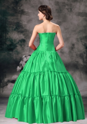 Classical Green Puffy Strapless Ruching Quinceanera Dress for 2014