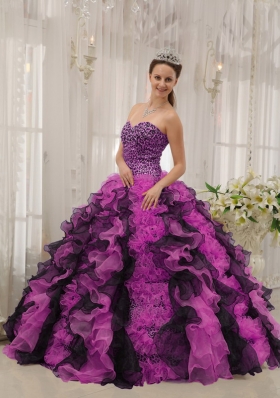 Classical Multi-colored Puffy Sweetheart 2014 Beading Quinceanera Dresses