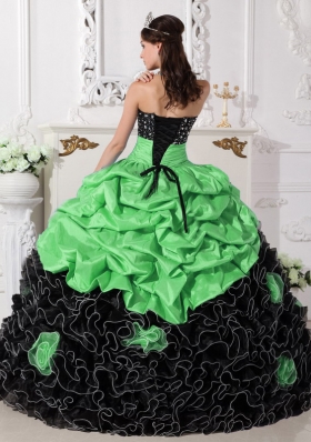 Colourful Puffy Sweetheart Beading and Rolling Flowers 2014 Quinceanera Dresses