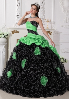 Colourful Puffy Sweetheart Beading and Rolling Flowers 2014 Quinceanera Dresses