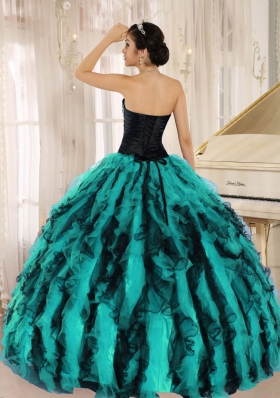 Elegant Beading and Ruffled Sweetheart 2014 Multi-color Quinceanera Dresses