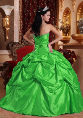 Fashionable Green Ball Gown Strapless with Beading Quinceanera Dress for 2014