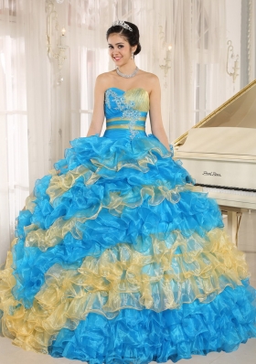 Fashionable Multi-color 2014 Ruffles Quinceanera Dresses With Appliques
